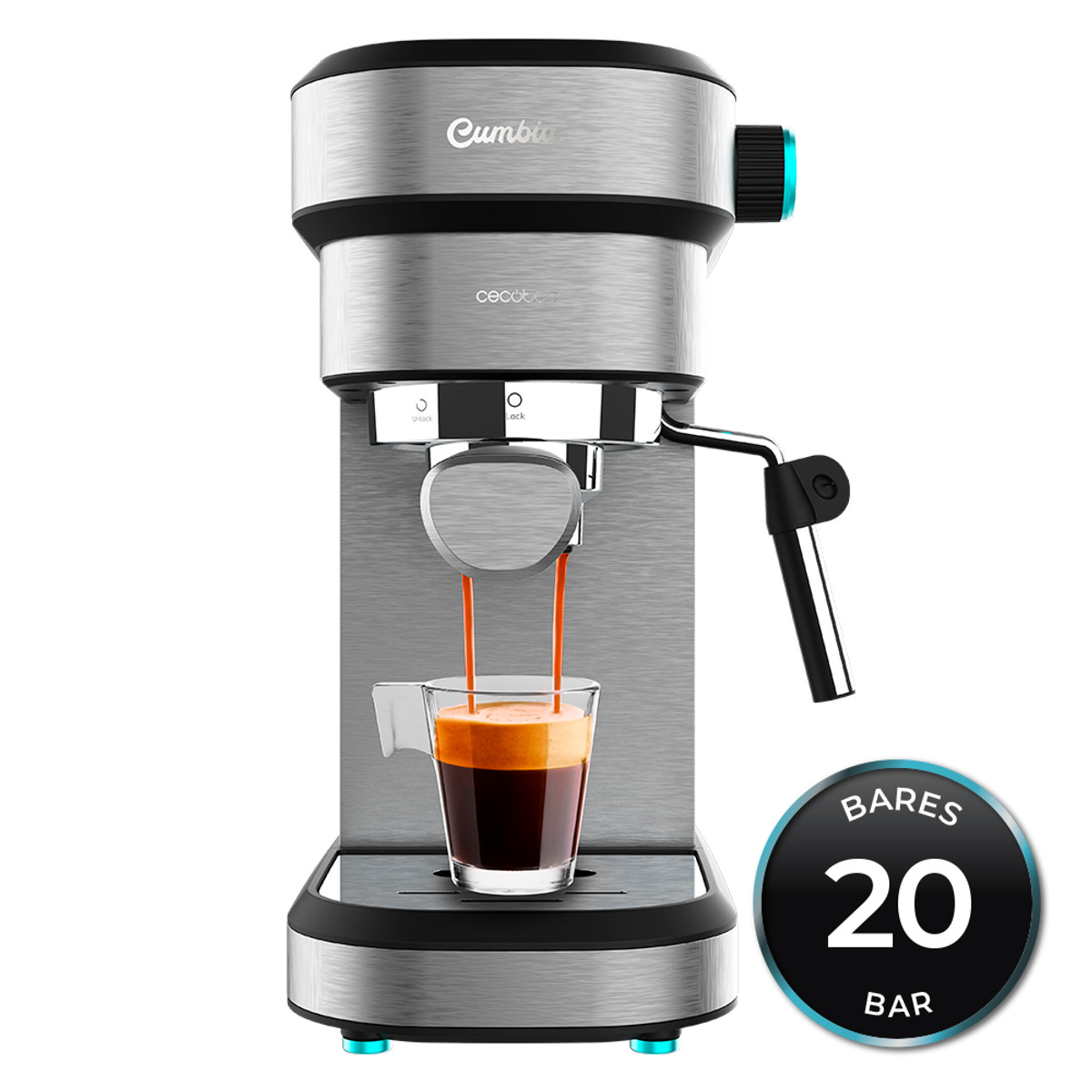 104204907_1 CECOTEC Cafetera express - CECOTEC Cafelizzia 890 Grey, 20 bar, 1350 W, 2 tazas, Gray - Imagen 1