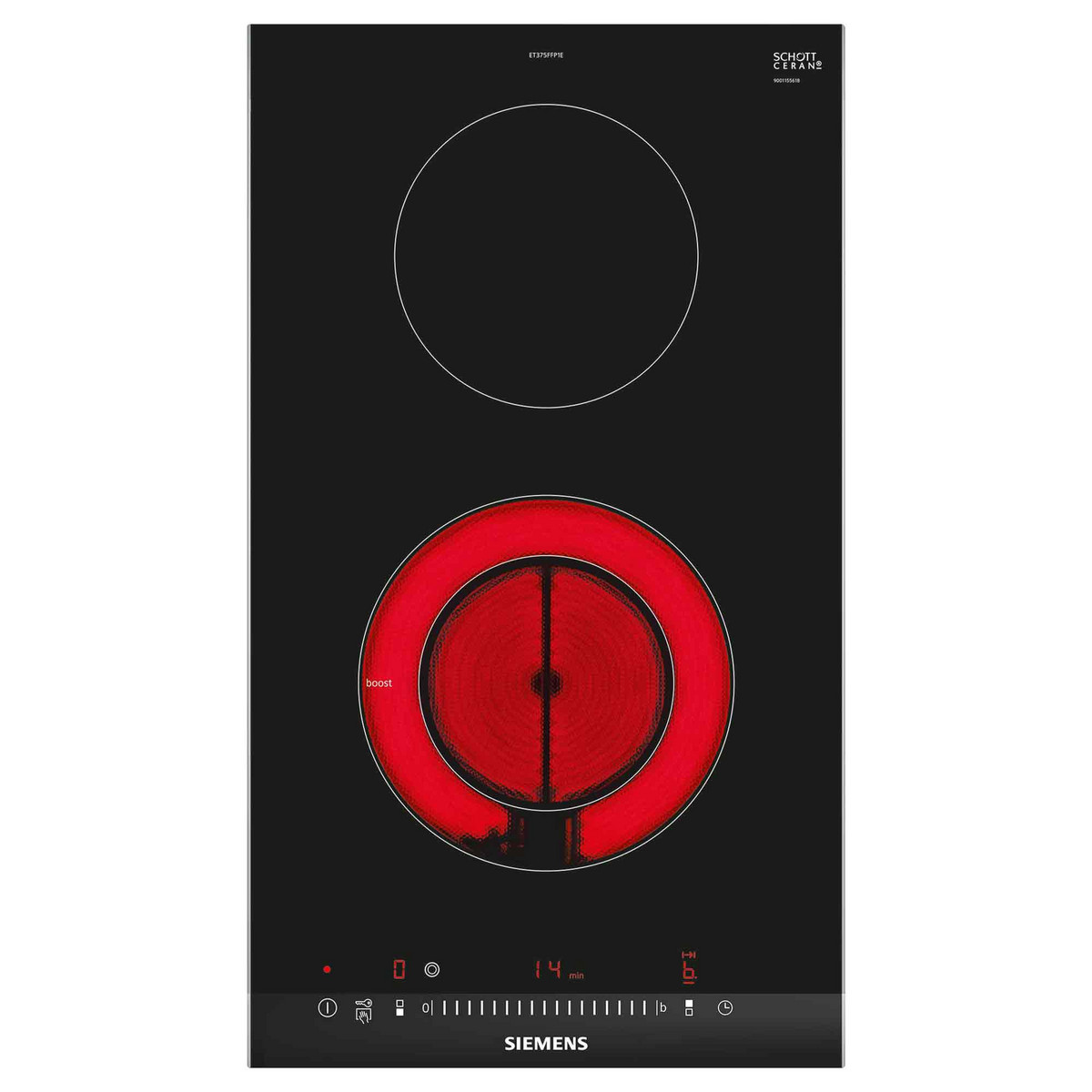 106954612_1 SIEMENS Placa de vitrocerámica - SIEMENS ET375FFP1E, 2 zonas, 30,2 cm, Inox - Imagen 1