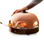 EMERIO Horno de pizza - EMERIO Pizzarette PO-115984 – para 6 personas, Negro, Terracota