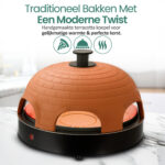 EMERIO Horno de pizza - EMERIO Pizzarette PO-115984 – para 6 personas, Negro, Terracota - Imagen 4
