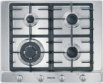 MIELE Placa de gas - Miele KM 2012 G, 4 zonas, Gas natural, 65 cm, Función GasStop, Acero inoxidable