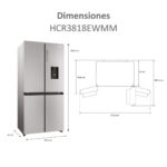 HAIER Frigorífico americano - HAIER HCR3818EWMM, No Frost, Dinámico (con ventilador), Altura 181,5 cm, Capacidad 463 l, Acero inoxidable - Imagen 7