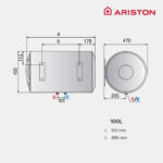 ARISTON Termo Eléctrico - BLU1 ECO 100 H ES EU ARISTON, 100 l, Blanco - Imagen 2