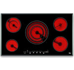 TEKA Placa vitrocerámica - Teka 10210002 TR 951, 5 zonas, Zona grande 27 cm, Cristal biselado, Stop&Go, 90 cm, Negro