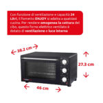 MELCHIONI FAMILY Mini horno - MELCHIONI FAMILY Horno eléctrico de convección 24 Litros 1200 W ENJOY24 Melchioni, 1200 W, 24 l, Negro - Imagen 3