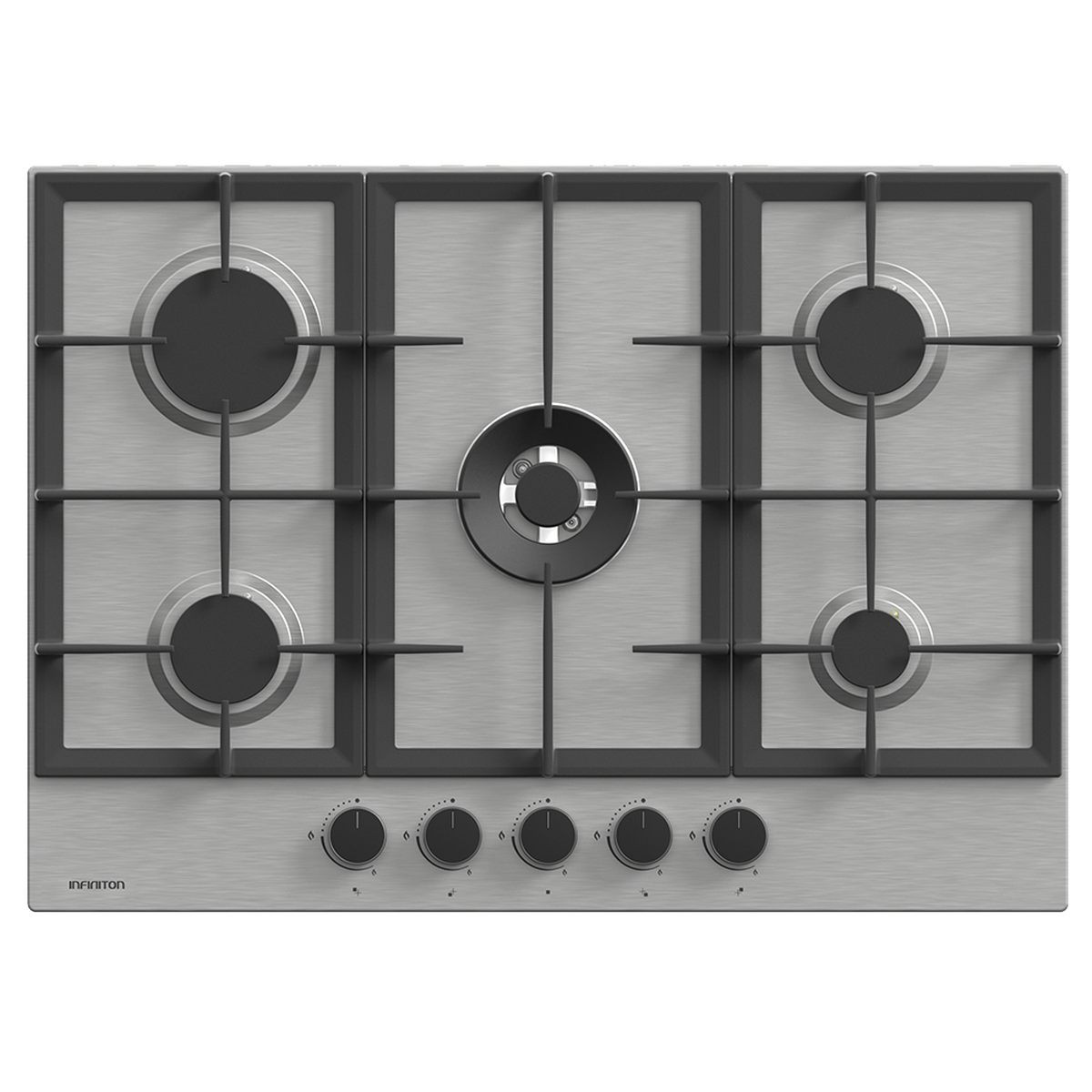 126703506_1 INFINITON Placa de gas - INFINITON 76AGX51, 5 zonas, Propane/butane, 500 mm, Plata - Imagen 1