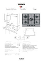 INFINITON Placa de gas - INFINITON 76AGX51, 5 zonas, Propane/butane, 500 mm, Plata - Imagen 3