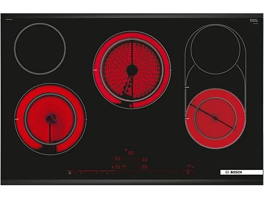 1329154_1 BOSCH Placa vitrocerámica - Bosch PKM875DP1D, Vitrocerámica, Eléctrica, 5 zonas, 23 cm, Negro - Imagen 1