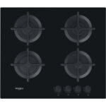 WHIRLPOOL Placa de gas - WHIRLPOOL AKT 616/NB, 4 zona(s) zonas, G20 Gas Natural, 590 mm, Negro