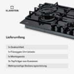 KLARSTEIN Placa de gas - KLARSTEIN Ignito Chef Edition, 5 zonas, 90 cm, Negro - Imagen 6