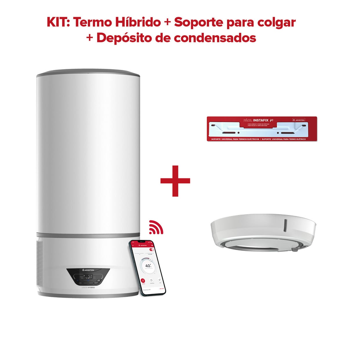 134600567_1 ARISTON Termo eléctrico - LYDOS HYBRID 100L + VASCHETTA COND. + INSTAFIX ARISTON, 100 l, Blanco - Imagen 1