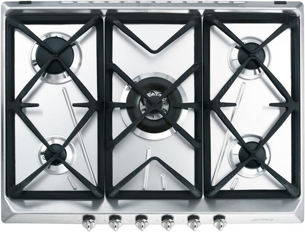 134822700_1 SMEG Placa de gas - SMEG 8017709112998, 5 zonas, G20 gas natural, 685 mm, Inox - Imagen 1