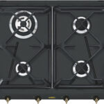 SMEG Placa de gas - SMEG 8017709233341, 4 zonas, Gas Natural, Gas Butano, Gas Propano, 10 cm, Inox