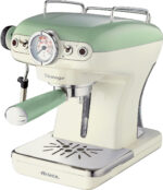 ARIETE Cafetera express - ARIETE 1389 Vintage, 15 bar, 850 W, 2 tazas, Beige, Verde