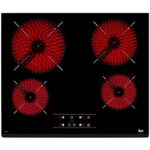 TEKA Placa vitrocerámica - Teka TZ 6415, 4 zonas, Zona grande 21 cm, Touch Control, 60 cm, Negro