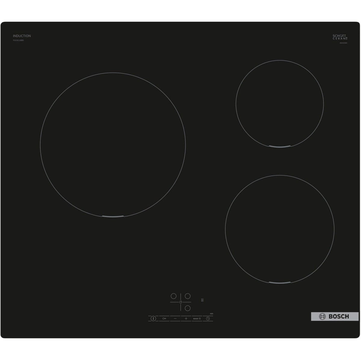 136008964_1 BOSCH Placa de inducción - BOSCH Serie 4, 3 zonas, 592 mm, Negro - Imagen 1
