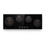 KLARSTEIN Placa de gas - KLARSTEIN Goldflame, 4 zonas, 90 cm, Negro
