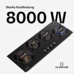 KLARSTEIN Placa de gas - KLARSTEIN Goldflame, 4 zonas, 90 cm, Negro - Imagen 2