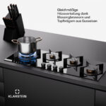 KLARSTEIN Placa de gas - KLARSTEIN Goldflame, 4 zonas, 90 cm, Negro - Imagen 4