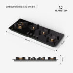 KLARSTEIN Placa de gas - KLARSTEIN Goldflame, 4 zonas, 90 cm, Negro - Imagen 6
