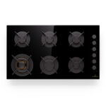 KLARSTEIN Placa de gas - KLARSTEIN Goldflame, 6 zonas, 90 cm, Negro