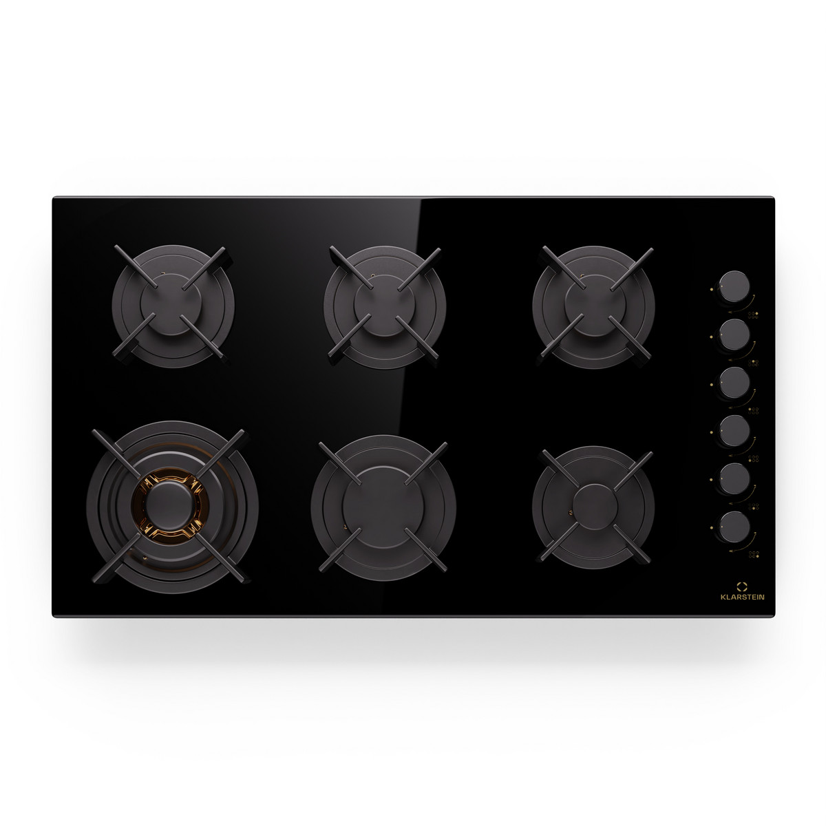 137725682_1 KLARSTEIN Placa de gas - KLARSTEIN Goldflame, 6 zonas, 90 cm, Negro - Imagen 1