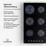 KLARSTEIN Placa de gas - KLARSTEIN Goldflame, 6 zonas, 90 cm, Negro - Imagen 3