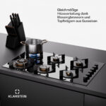KLARSTEIN Placa de gas - KLARSTEIN Goldflame, 6 zonas, 90 cm, Negro - Imagen 4