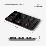 KLARSTEIN Placa de gas - KLARSTEIN Goldflame, 6 zonas, 90 cm, Negro - Imagen 6