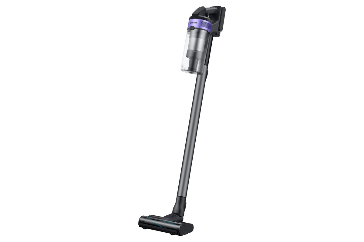 139801474_1 SAMSUNG Aspiradora escoba - SAMSUNG Jet 75E Turbo VS20B75B1R4, 550 W, Potencia de succión 200 AirWatt, Depósito 0,8 l, Negro, Cromo, Violeta - Imagen 1