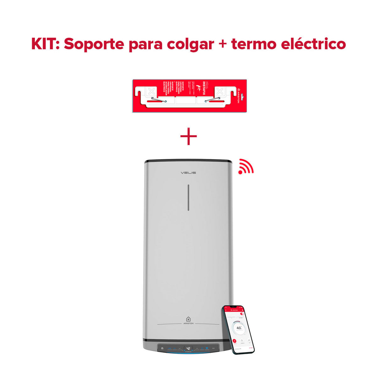 141543836_1 ARISTON Termo Eléctrico - VELIS TECH DRY WIFI 50 ES EU + INSTAFIX ARISTON, 50 l, Gris - Imagen 1