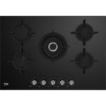 BEKO Placa de gas - BEKO HILW75222SL, 5 zonas, 750 mm, Negro