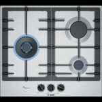 BOSCH Placa de gas - BOSCH PCC6A5B90, 3 zonas, a la derecha, detrás, 582 mm, Gris