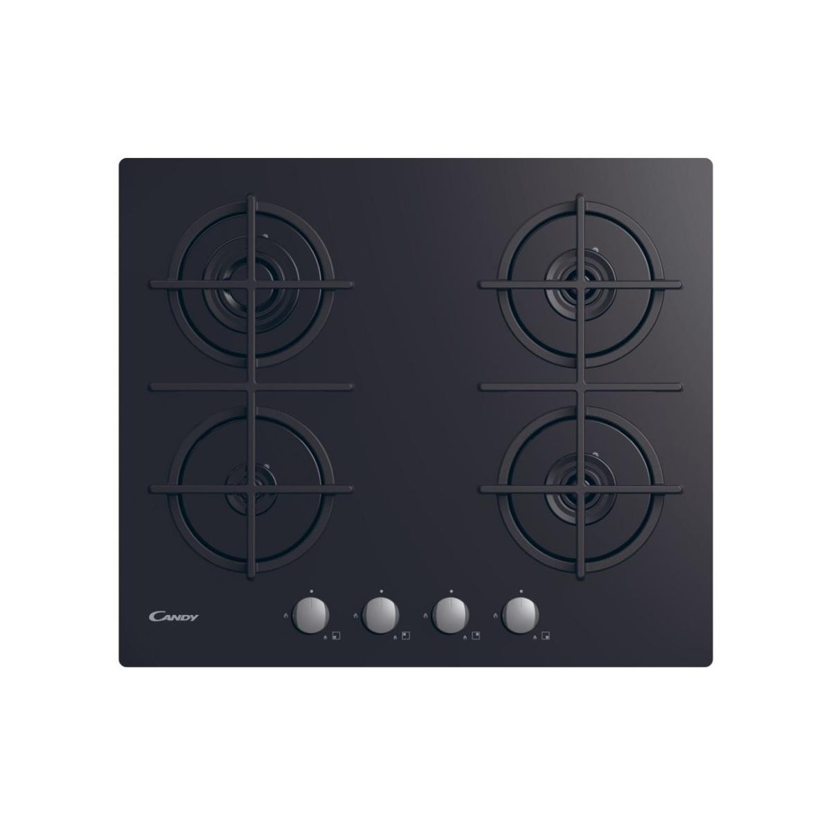 144357301_1 CANDY Placa de gas - CANDY CVG6B, 4.0000 zonas, NG + LPG (Butane), 595 mm, Negro - Imagen 1