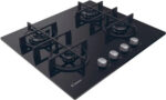 CANDY Placa de gas - CANDY CVG6B, 4.0000 zonas, NG + LPG (Butane), 595 mm, Negro - Imagen 4