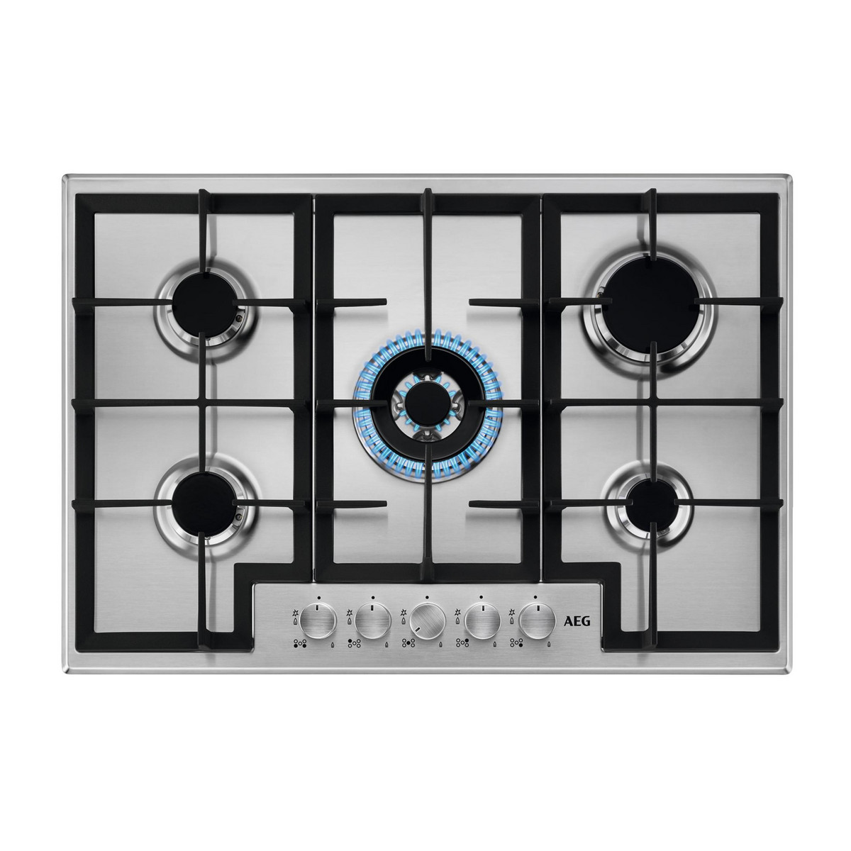 144357327_1 AEG Placa de gas - AEG HGB75400SM, 5.0000 zonas, 74,4 cm, Acero - Imagen 1
