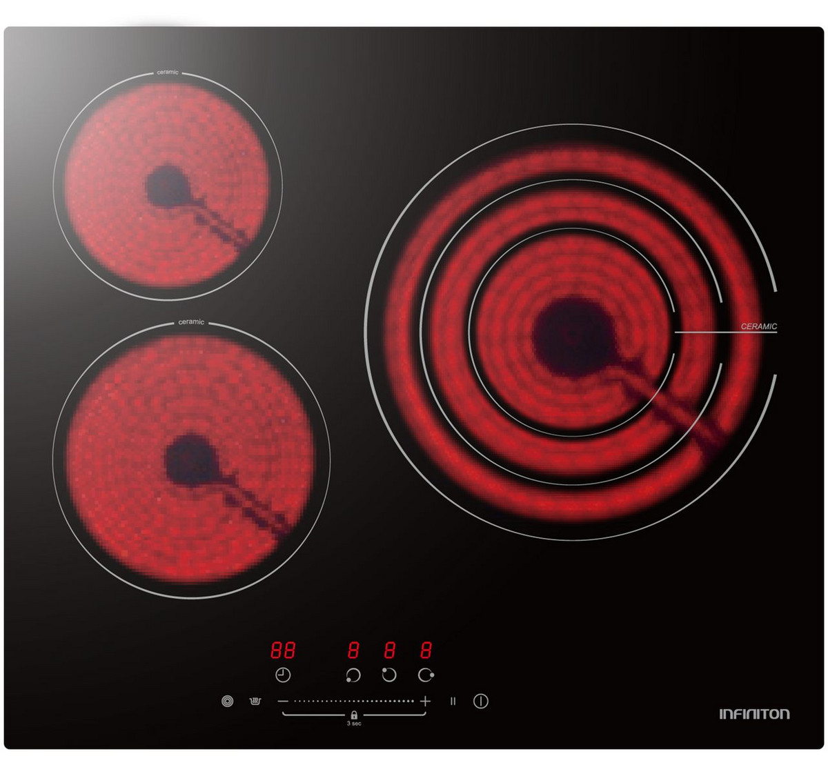 145486199_1 INFINITON Placa vitroceramica - INFINITON VIT3SN30, 3 zonas, 59 cm, Negro - Imagen 1