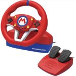 HORI Volante Nintendo Switch - Hori Mario Kart Racing, Para Nintendo Switch 1 y 2, Pedales, USB, LED, Rojo