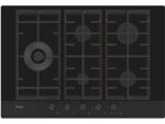HAIER Placa gas - Haier Series 4 HAVG7WL4HB, 5 quemadores, Zona grande 13.8 cm, Rejillas hierro fundido, Bisel, 75 cm, Negro