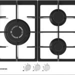 INFINITON Placa de gas - Infiniton GG-332, 3 zonas, Gas Butano, 60 cm ancho, Inox