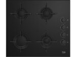 BEKO Placa de gas - Beko HING 64120 SB, 4 zonas, Gas Butano, 65 cm, Negro