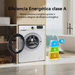 VOK Lavadora carga frontal - VOK EVW-8BAWL21, Inicio diferido, Motor Inverter, 8 kg, 1200 rpm, 15 programas, Blanco - Imagen 8