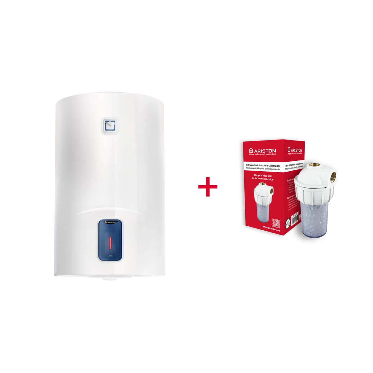 154245190_1 ARISTON Termo Eléctrico - LYDOS R 100 V ES EU + KIT POLIF ARISTON, 100 l, Blanco - Imagen 1