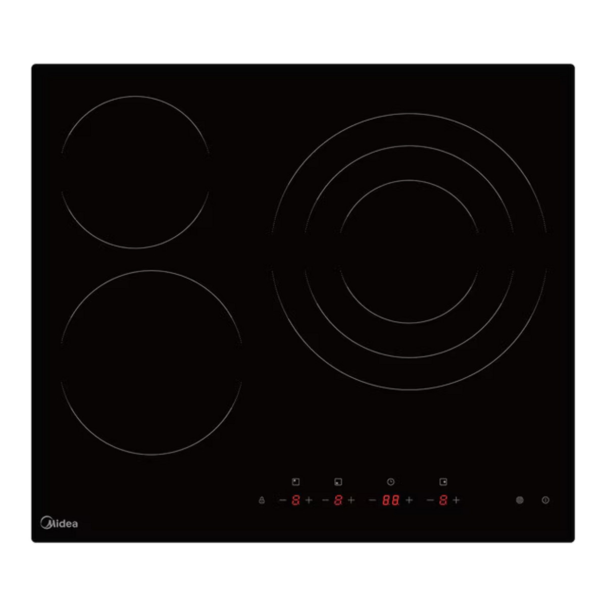154614040_1 MIDEA Placa vitrocerámica - MIDEA MCH522T219K0, 3 zonas, 59 cm, Negro - Imagen 1