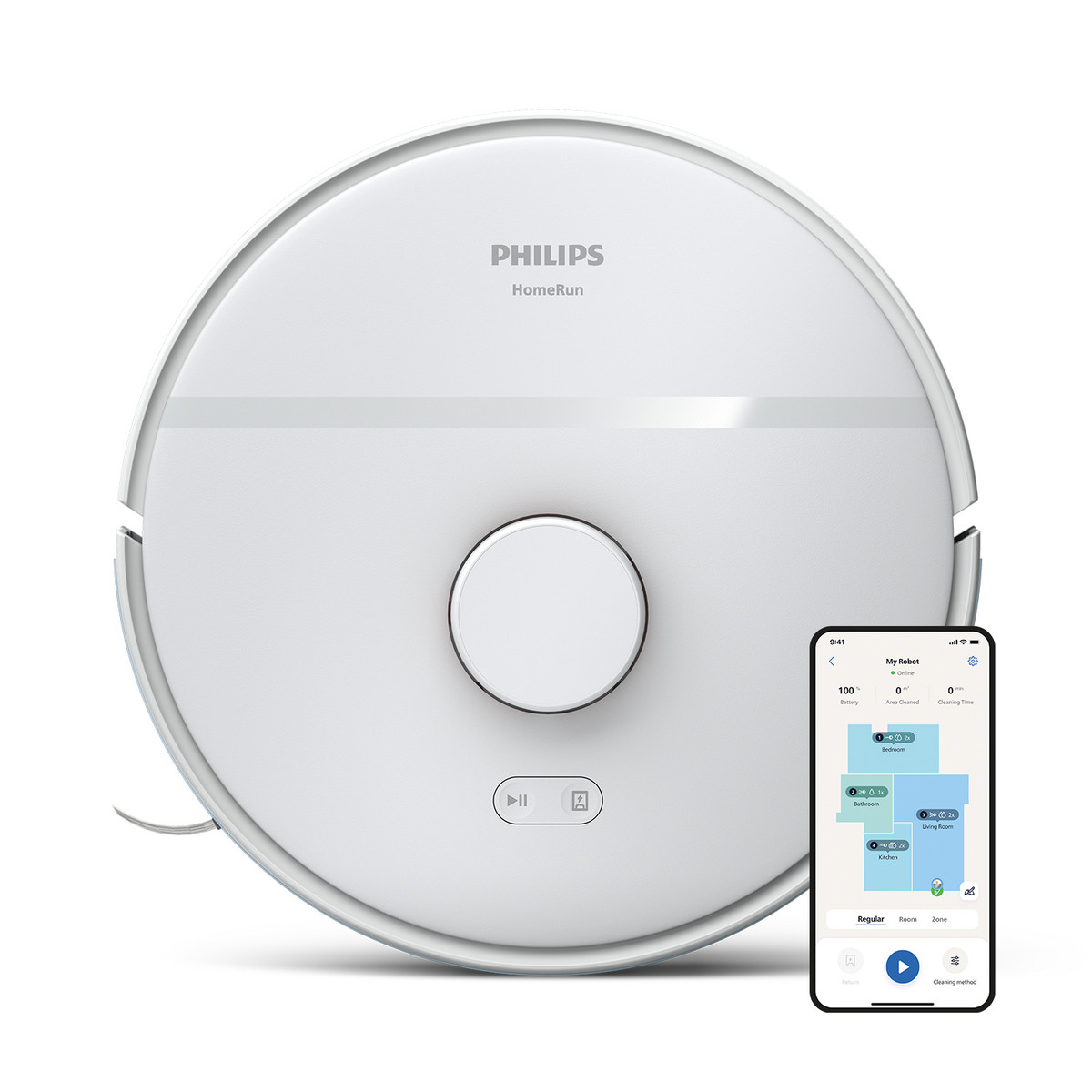 154832801_1 PHILIPS Robot aspirador - PHILIPS 2000 series XU2000/20, 14,4 V, Potencia de succión 2700 kPa, Depósito 0,38 l, Autonomía 130 min, Blanco - Imagen 1
