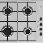 OK Placa de gas - ok. OBH 4641-3, 4 zonas, Zona grande 10 cm, 58 cm, Gas Butano, Acero inoxidable