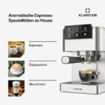 KLARSTEIN Cafetera espresso - KLARSTEIN SteelPresso, , 1350 W, Acero Inoxidable - Imagen 3