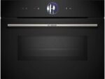 BOSCH Horno compacto con microondas - Bosch CMG7761B1, Convencional, Limpieza Pirolítica y con agua, 45 l, Aire caliente 4D, Home Connect , 60 cm, Neg