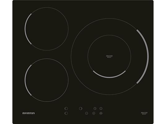 1579960_1 INFINITON Placa inducción - Infiniton IND3BK8G32, 3 Zonas, Zona grande 32 cm, 59 cm, Modo Boost, Negro - Imagen 1