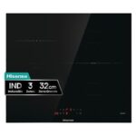 HISENSE Placa inducción - Hisense HI6321BSCE, Zona XL 32cm, Calentamiento rápido, Zonas conectables, 59 cm, Negro
